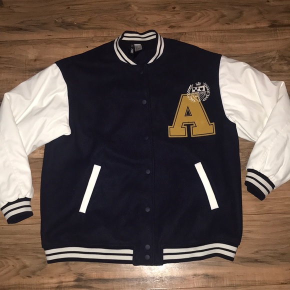 Divided Jackets & Coats Hm Divided Blue White And Yellow Varsity Jacket Size Small Poshmark